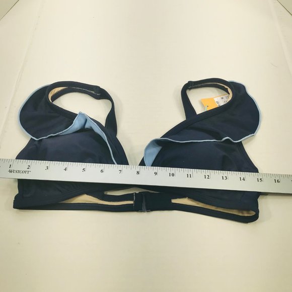 Kona Sol Women's Size Medium 8-10 Lightly Lined Bikini Swim Top Ruffle Blue New - Picture 9 of 13